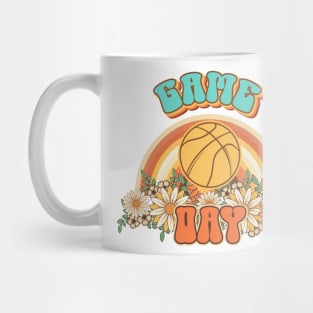 Groovy Basketball mom Retro game day gift for funny mother Vintage floral pattern Mug